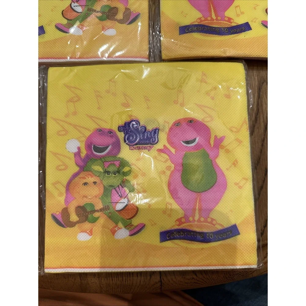 3 Packs Sing With Barney NAPKINS ~ Vintage Barney Birthday Party Supplies
